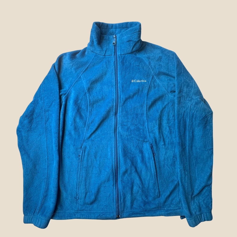 Columbia Fleece Jacket Womens S WL6439 Blue Full Zip Mock Neck Outdoor
